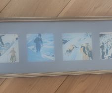 Free Professionally framed small Watercolour Paintings with skiing theme