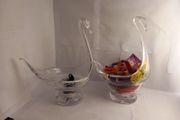 glass swans hand made and blown clear wedding gift present display decor shop art deco  Countertop hotel reception key holder  sweets  holder  Centre piece  figurine