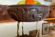 African Hand Carved Wooden Bowl Rustic Folk Art