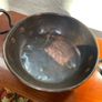 Large heavy antique copper dish with ring handles. Image 2
