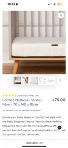 Baby Elegance Stratus Fibre Cot Bed Mattress, Brand New
