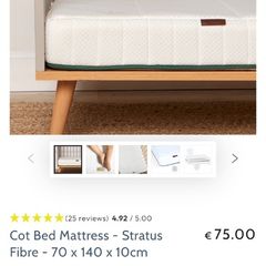 Baby Elegance Stratus Fibre Cot Bed Mattress, Brand New