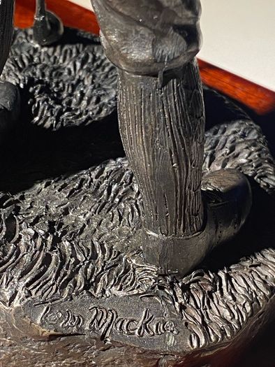 Signed Tom Mackie Sculpture Of A Golfer, Cold Cast Bronze