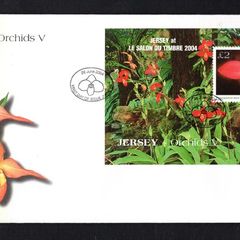 2004 Jersey Salon de Timbre Stamp Exhibition, Paris (Orchids) Phragmipedium "Jason Fisher" Commemorative Stamp Miniature Sheet First Day Cover (FDC)