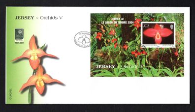 2004 Jersey Salon de Timbre Stamp Exhibition, Paris (Orchids) Phragmipedium "Jason Fisher" Commemorative Stamp Miniature Sheet First Day Cover (FDC)