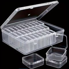 61pcs Transparent Plastic Storage Organizer Set - Large Box with 30 Small Boxes