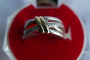 Vintage 9Ct Yellow Gold 375 and Sterling Silver 925 Ring,  Hallmarked 375 - 925  , 3,74g size N1/2