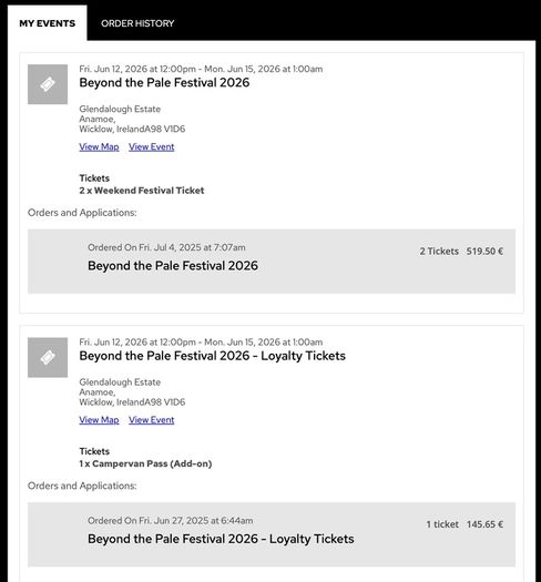 BEYOND THE PALE (2x tickets + campervan)
