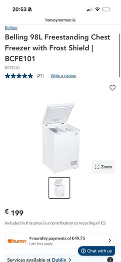 Belling 98L chest freezer