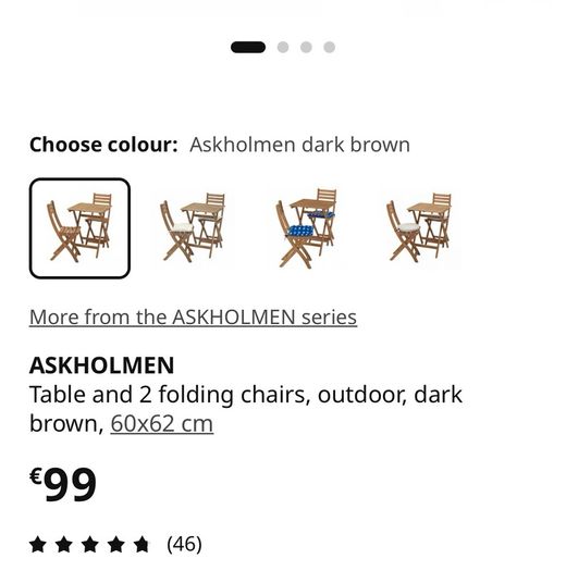 IKEA ASKHOLMEN Outdoor Table and 2 Folding Chairs Set  Good condition