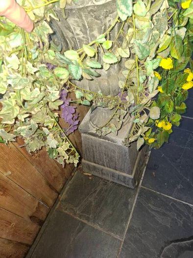 Cast garden Urn with artificial flowers