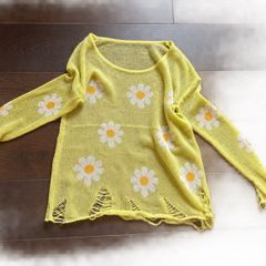 Brand New Semi-Sheer Distressed Knit Sweater