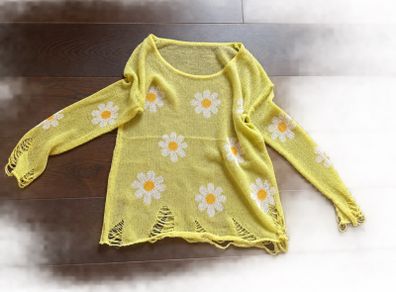 Brand New Semi-Sheer Distressed Knit Sweater