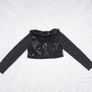 Miss Frida Black Y2K Goth Sequined Sparkly Lace Sleeve Cropped Bolero Shrug Cardigan Size S Image 7