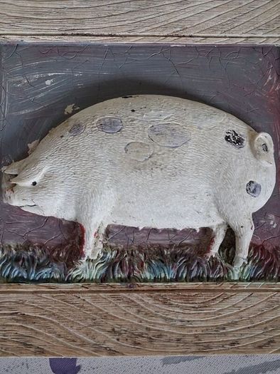 Hand Painted Ceramic Pig Plaque