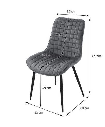 Set of 6 Grey Velvet Dining Chairs
