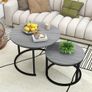 Round Coffee Table, Set of 2 Nesting Table Side Table, for Living Room/Bedroom/Balcony (Grey, Dia 60/40cm) Image 6