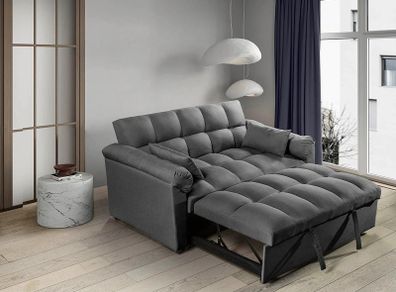 Grey pull-out fabric double sofa bed compact 2 seater sleeper for modern homes in Ireland.