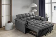 Grey pull-out fabric double sofa bed compact 2 seater