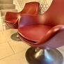 Pair of vintage red swivel egg chairs Image 7