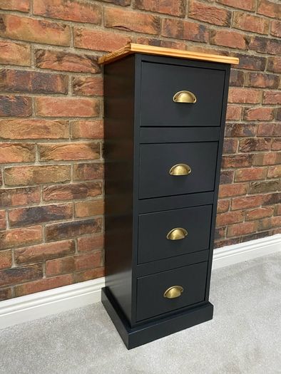 Tall Narrow 4 Drawer Chest of Drawers / Storage Unit Refinished