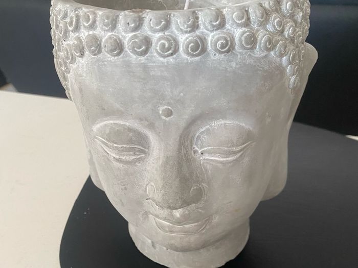 Cement Buddha Head Candle