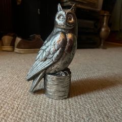 Silver brass finished owl figurine