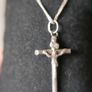 Vintage Sterling Silver 925 Rose Cross Pendant on Chain 4,2g length - 17" Image 6