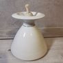 Louis Mulcahy Oil Lamp White Floral Hand Made Painted Irish Pottery With Wick Image 4