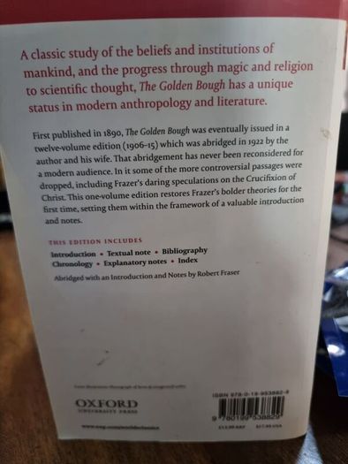 James George Frazer The Golden Bough oxford world's classics edition