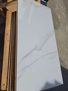 White marble effect porcelain tile Natural and polished 1200x600and 60x60