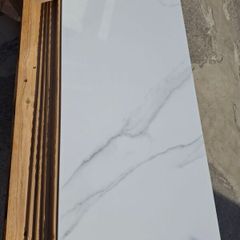 White marble effect porcelain tile Natural and polished 1200x600and 60x60