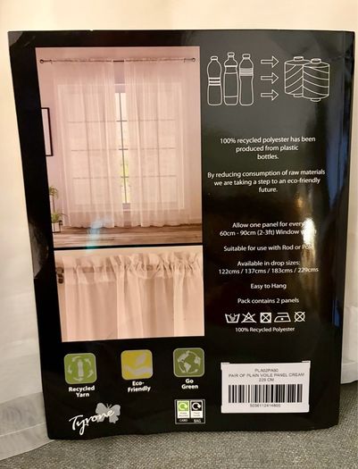 4 x Panels of Cream Voile 57" wide x 90" drop - 2 pairs