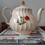 Vintage Sadler England Dark Red and White Roses Teapot Image 2