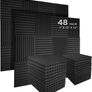48 Pack Acoustic Foam Panels, 2.5 X 30 X 30cm/1" X 12" X 12" Studio Soundproofing Wedges Fire Resistant Sound Proof Padding Acoustic Treatment Foam (FREE POSTAGE) Image 2