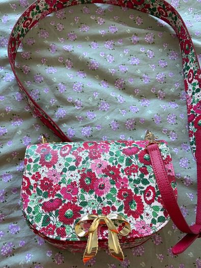 Kate Widson Floral Crossbody Bag with Gold Bow Clasp