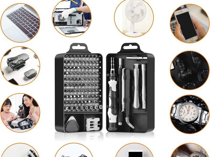 Precision Screwdriver Set, Professional Grade 115 in 1 Magnetic Repair Tool Kit for Electronics, Computer, iPhone, Laptop, Game Console, Watch, Eyeglasses, Modding, and DIY Projects Brand: Necamocu