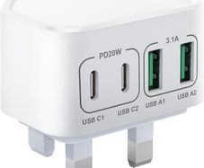 40W USB C Plug Fast Charge, UK 4-Port Multi USB Charger Plug Fast Charging Head for iPhone 17 16 15 14 13 12 11 Pro Max SE XS XR Plus, iPad, Samsung Galaxy,Dual USBC Power Adaptor Type C Wall Head