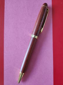 Handcrafted  Rosewood ballpoint pen with gold trim