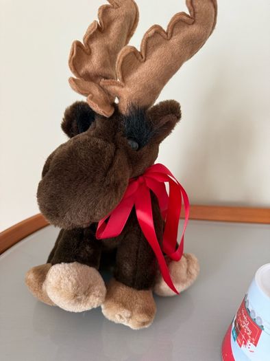Festive moose soft toy and Santa Express Children's Christmas cup