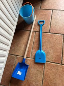 Kids shovels x 2 and bucket