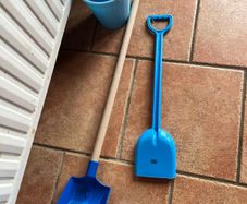 Kids shovels x 2 and bucket