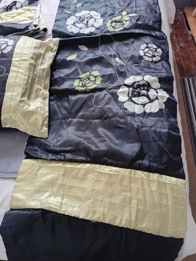 Beautiful Bed runner Pillow Cases and Cushion Black and lime green/Lemon