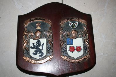 2 Personalized Double Irish Coat of Arms Knight Shield Plaque