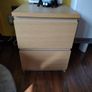 Chest of 2 drawers, bedside unit white stained oak veneer. Image 2