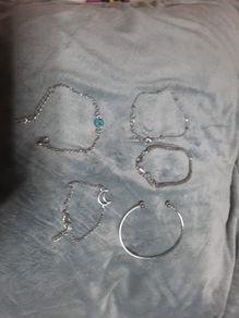 set of 5 silver bracelets