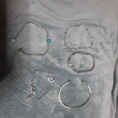 set of 5 silver bracelets