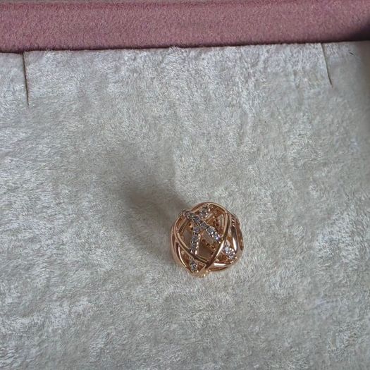 Pandora sparkling polished lines charm rose gold 14 plated perfect condition