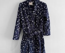 Pre Owned Day Dreams Navy Animal Print Fleece Dressing Gown