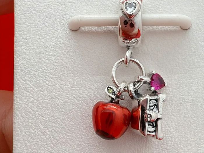 Pandora Disney Snow White apple and heart dangle charm